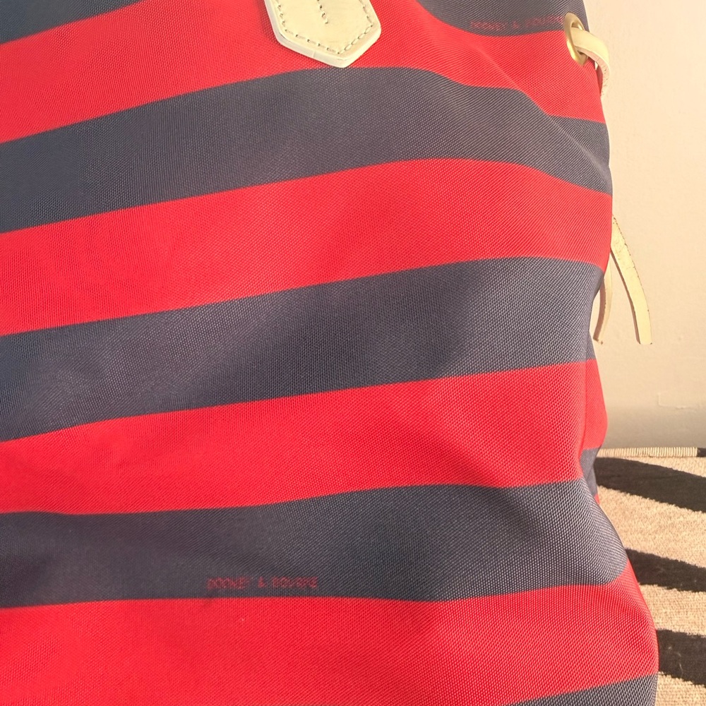 Dooney & Bourke Navy and Red Striped Tote - Picture 3 of 14